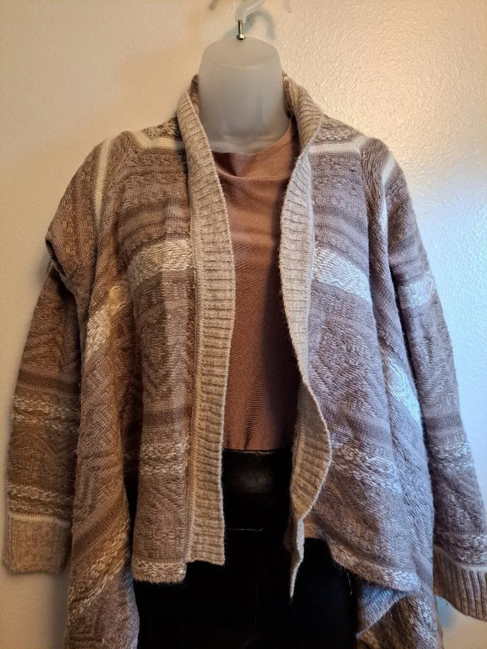 Knox Rose boho chic fringe festival southwestern aztec sweater coat jacket. - Picture 2 of 10